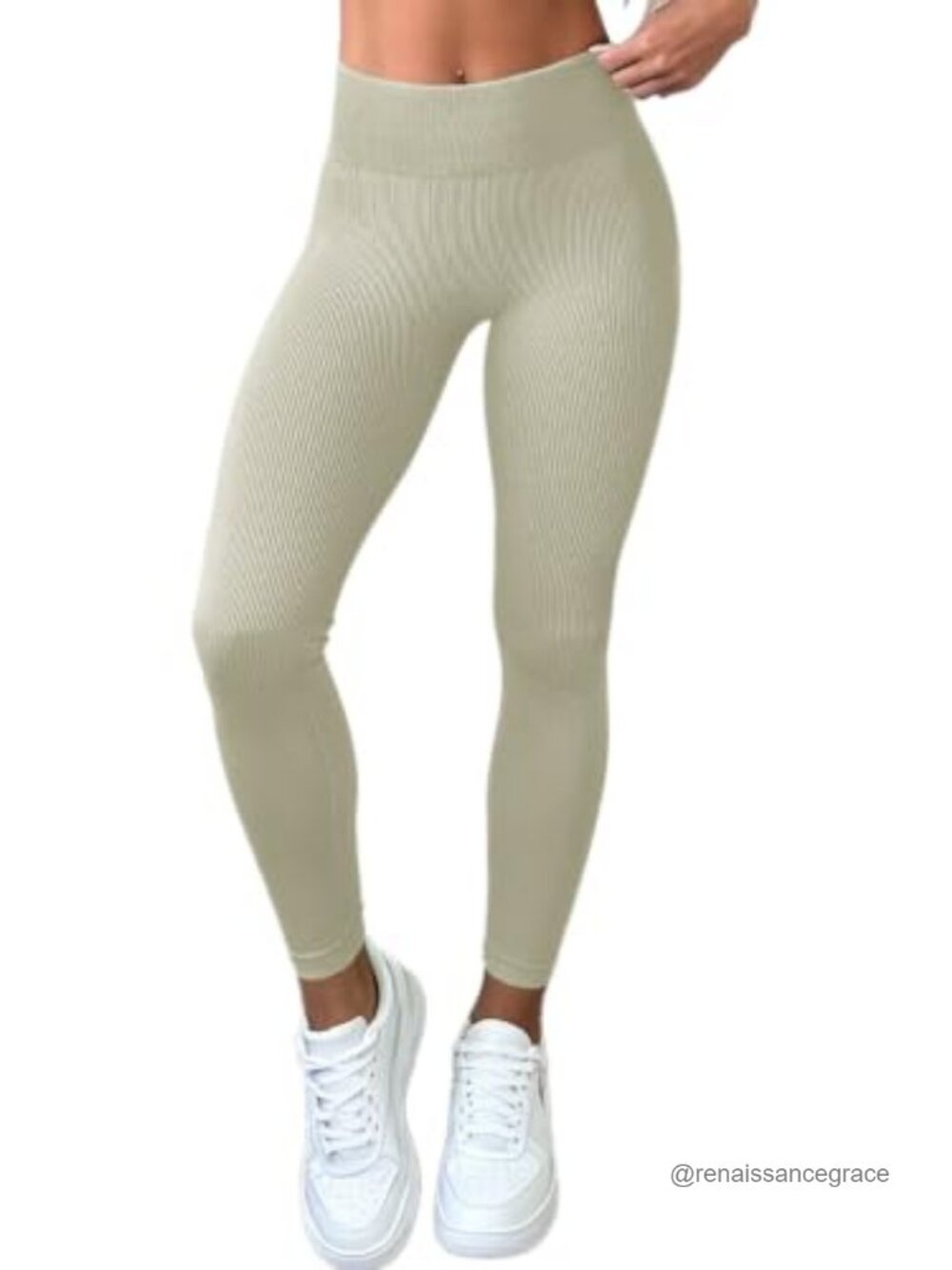 High Waisted Ribbed Seamless Yoga Leggings Skinny Fit Athletic Pants